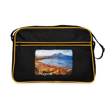 Der Golf von Neapel in Italien - Retro Tasche - Schwarz/Gold - Vorne