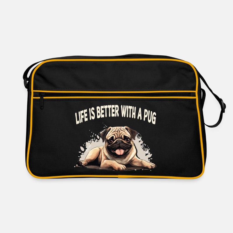 Life is better with a pug Retro Tasche