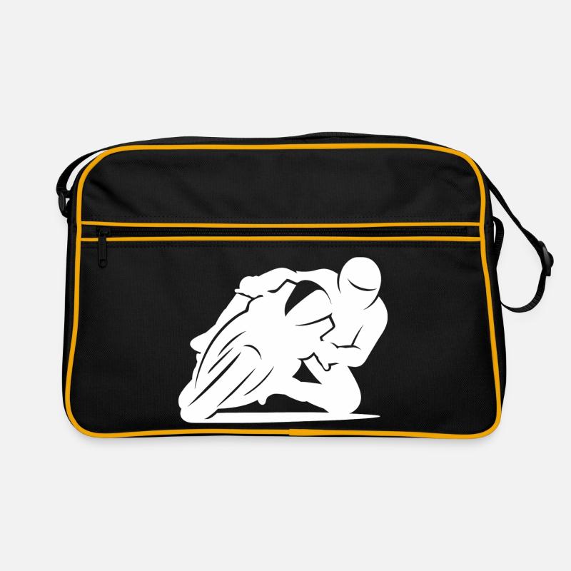 Minimalist motorcycle racer silhouette Retro Bag