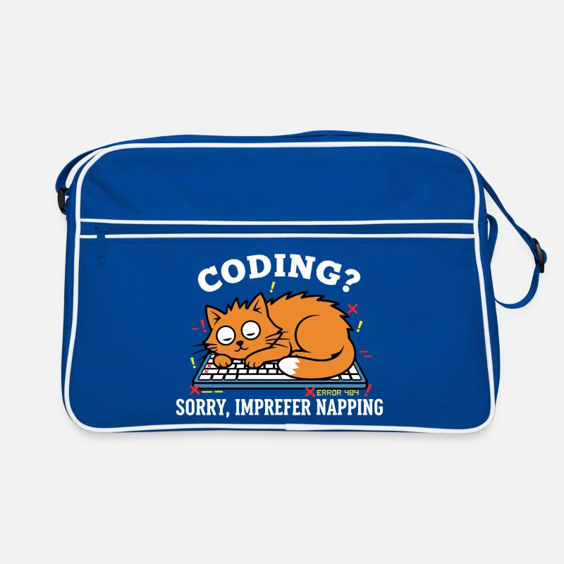 Coding? Sorry, I prefer to sleep Funny Cat Retro Bag