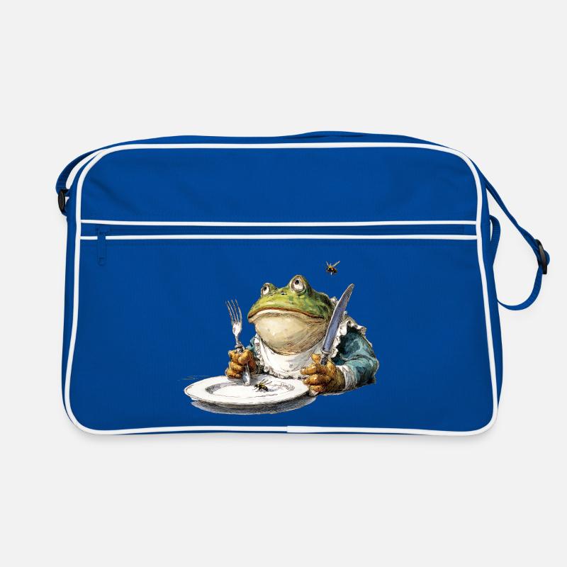 Frosch am Tisch mit Besteck Retro Tasche