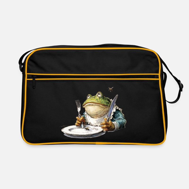 Frog at the table with cutlery Retro Bag