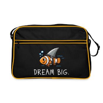 Dream Big – Clownfish as Shark Illustration - Retro Bag - black/gold - Front