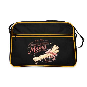 In My String Cheese Mama Era – Lustiges Mama-Shirt - Retro Tasche - Schwarz/Gold - Vorne