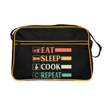 Funny Chef Head Chef Baker Chef Eat Sleep Cook Rep - Retro Bag - black/gold - Front
