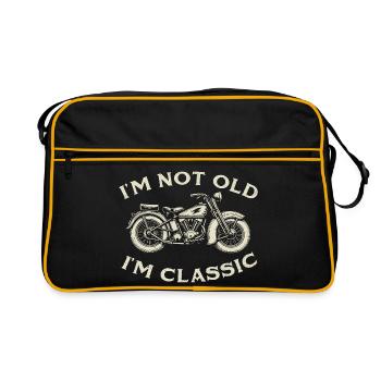 Ich bin nicht alt, ich bin klassischer Biker-Papa-Humor - Retro Tasche - Schwarz/Gold - Vorne