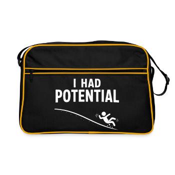 J’avais du potentiel – humour de diapositives - Sac Retro - noir/or - Devant