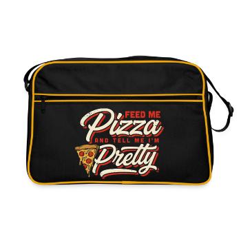 Nourris-moi de pizza Dis-moi que je suis jolie - Sac Retro - noir/or - Devant