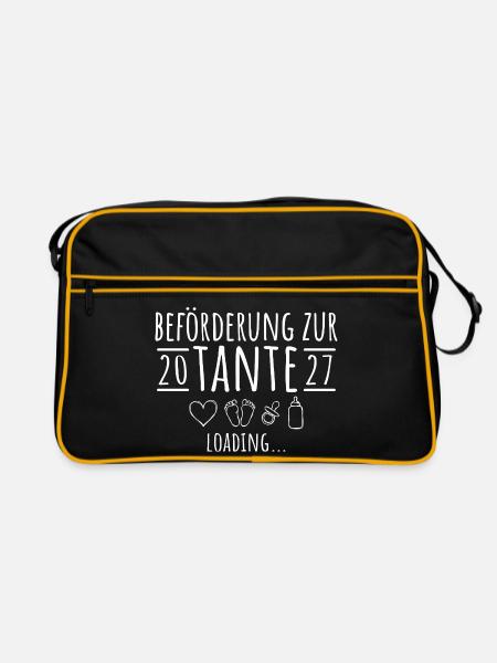 Beförderung zur Tante 2027 loading - Retro Tasche - Schwarz/Gold