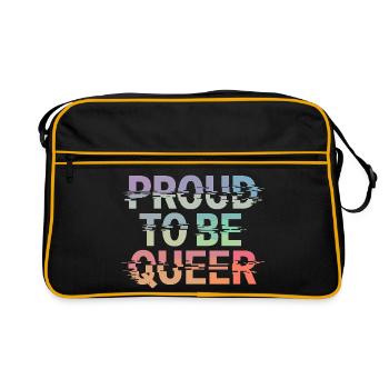 Proud To Be Queer LGBTQ Stolz Und Pride - Retro Tasche - Schwarz/Gold - Vorne