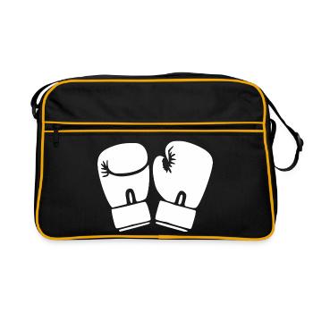 Boxhandschuhe weiß Symbol Kampfsport Geschenk - Retro Tasche - Schwarz/Gold - Vorne