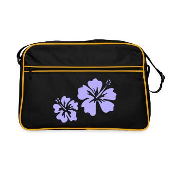 Hibiscus mauve - Sac Retro - noir/or - Devant