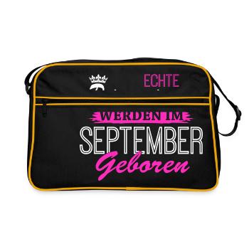 Echte Prinzessinnen werden im September geboren - Retro Tasche - Schwarz/Gold - Vorne