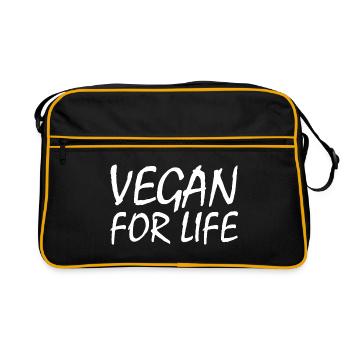 Vegan for life - Retro Bag - black/gold - Front