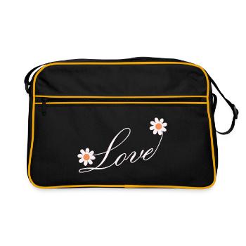 Floral Love Script Design - Retro Bag - black/gold - Front