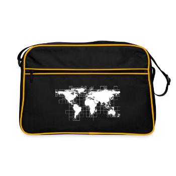 World Map World Grid Digital - Retro Bag - black/gold - Front