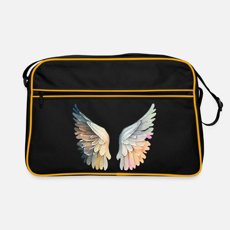 Ailes d'ange pastel artistic - Sac Retro - noir/or