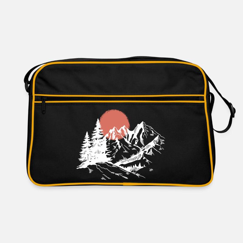 Mountain Sunset Silhouette Retro Bag