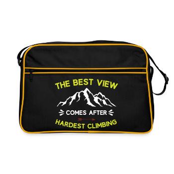 Berge - Die beste Aussicht kommt nach den härtesten Anstiegen - Retro Tasche - Schwarz/Gold - Vorne