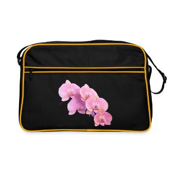 orchidée rose isolé clipart - Sac Retro - noir/or - Devant