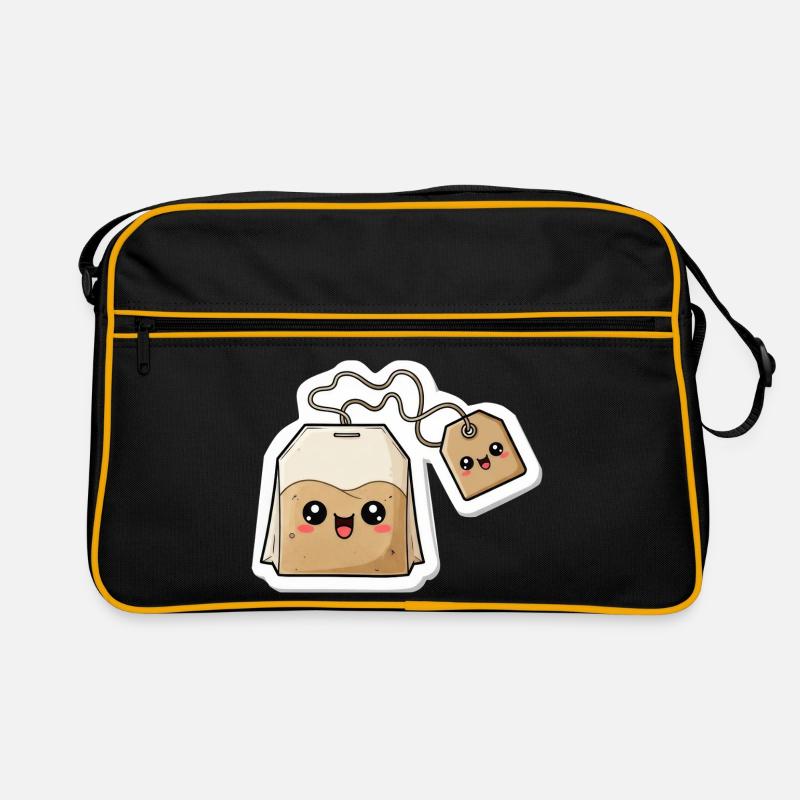 Kawaii Teebeutel Charme - Retro Tasche - Schwarz/Gold