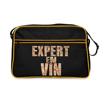 Expert en Vin – Design en bouchons de vin - Retro Tasche - Schwarz/Gold - Vorne