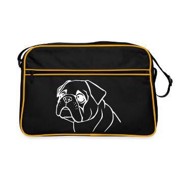 Cadeau personnalisé de t-shirt Carlin chiens - Sac Retro - noir/or - Devant