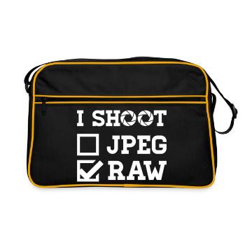 I Shoot – Fotografie Kamera Fotograf - Retro Tasche - Schwarz/Gold - Vorne