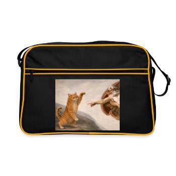 Mème de création du Dieu Chat parodie drôle de Michel-Ange - Sac Retro - noir/or - Devant