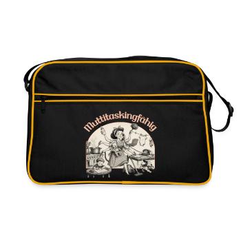 Multitasking? Nein. Muttitasking - Chaos? Läuft! - Retro Tasche - Schwarz/Gold - Vorne