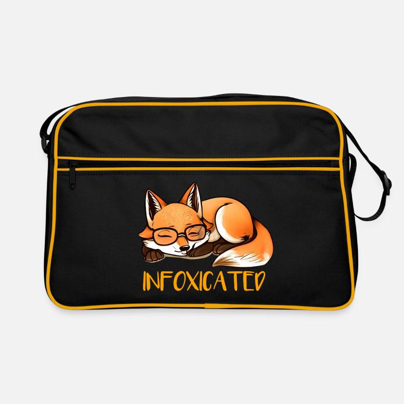 Schlafender Fuchs - Retro Tasche - Schwarz/Gold