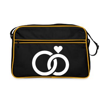 Hochzeit, Verlobung, Hochzeitsfeier - Retro Tasche - Schwarz/Gold - Vorne