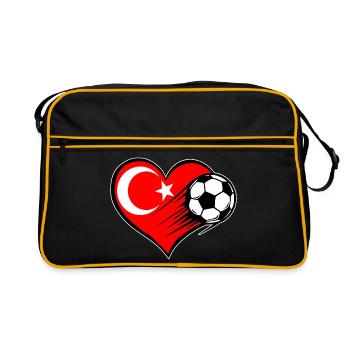 Football drapeau turc avec cœur - Sac Retro - noir/or - Devant