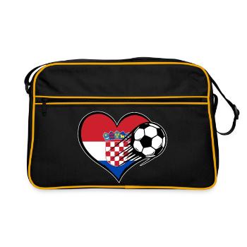 Football drapeau croatie avec cœur - Sac Retro - noir/or - Devant