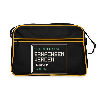 Neue Nebenquest Erwachsen werden - Pixel Retro - Retro Tasche - Schwarz/Gold - Vorne