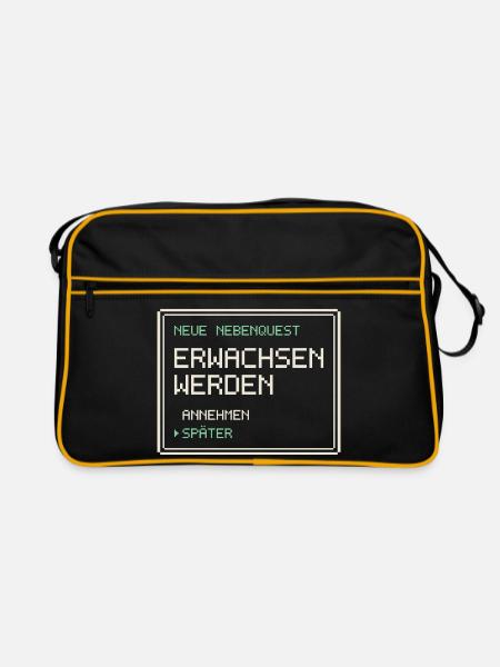 Neue Nebenquest Erwachsen werden - Pixel Retro - Retro Tasche - Schwarz/Gold