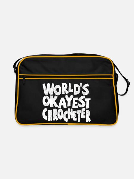 Worlds okayest Crocheter - Retro Tasche - Schwarz/Gold