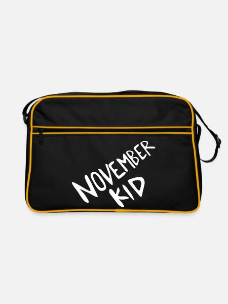 November Kid Schriftzug - Retro Tasche - Schwarz/Gold