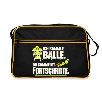 Tennistrainer Tennis Coach Tennislehrer Geschenk - Retro Tasche - Schwarz/Gold - Vorne