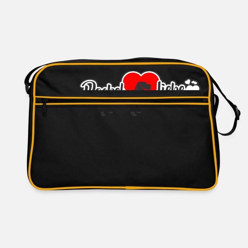 DackelLiebe Rauhaar Dackel - Retro Tasche - Schwarz/Gold