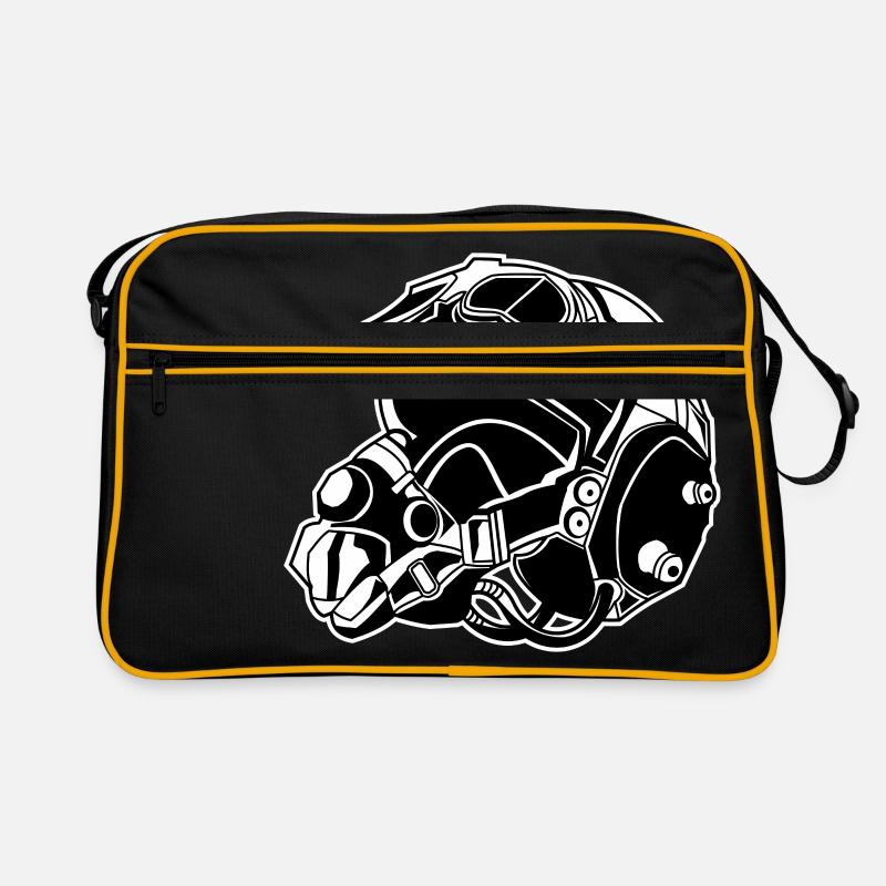 Pilotenhelm / Pilot Helmet 01_schwarz weiß Retro Tasche