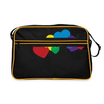 balloon hearts rainbow - Retro Bag - black/gold - Front