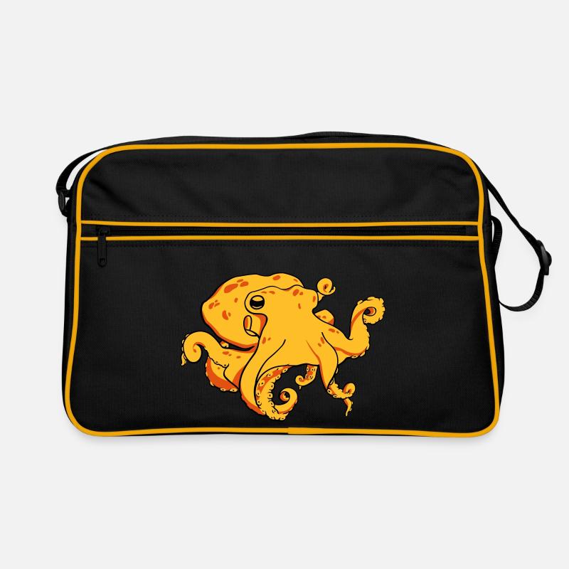 Krake - Retro Tasche - Schwarz/Gold