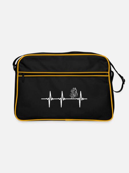 Herzschlag wildes Pferd - Retro Tasche - Schwarz/Gold - Vorne