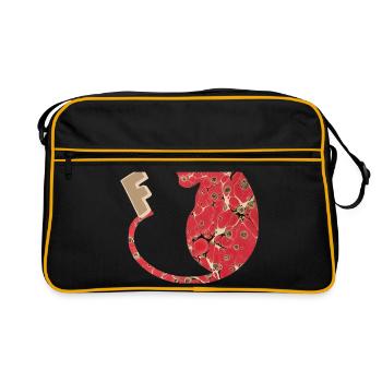 Letter F with Cat E 245 - Retro Bag - black/gold - Front