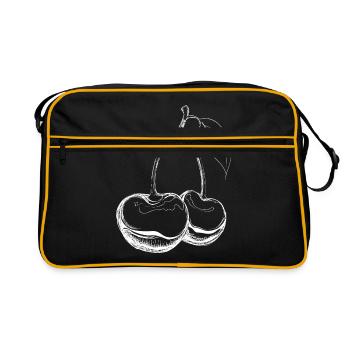 Kirschen - Retro Tasche - Schwarz/Gold - Vorne