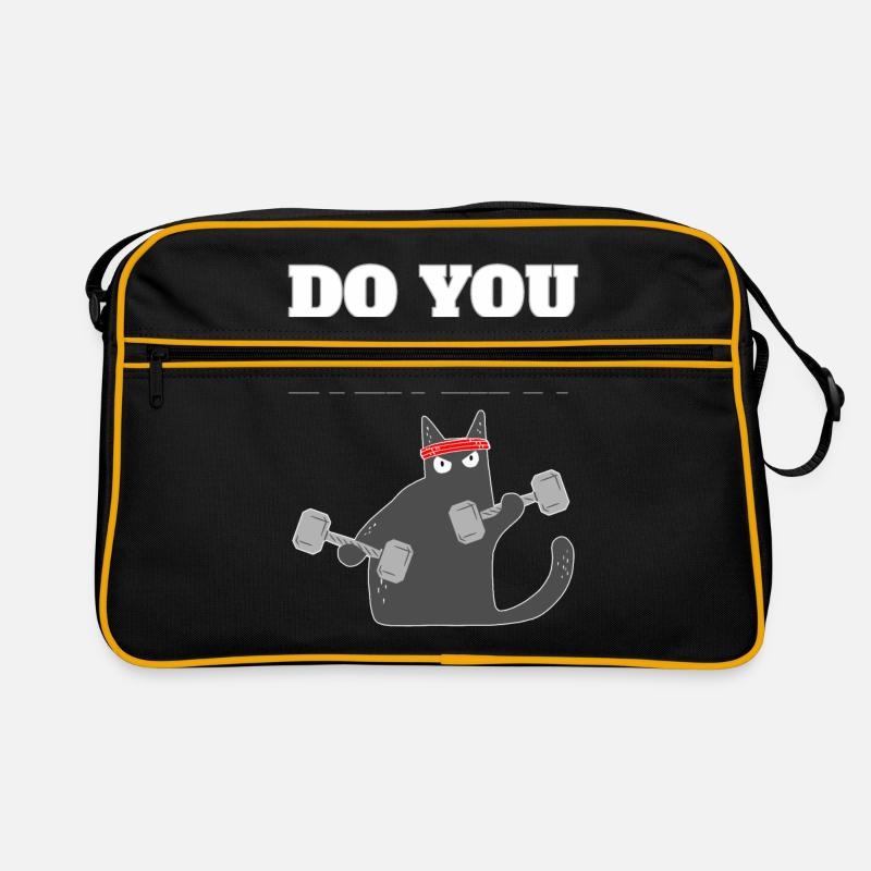 Chat drôle et cool avec un dicton: vous soulevez-vous même? - Sac Retro - noir/or