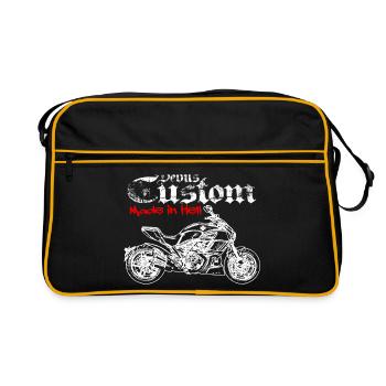 Diavel X Custom Biker Design Motorcycle - Retro Bag - black/gold - Front