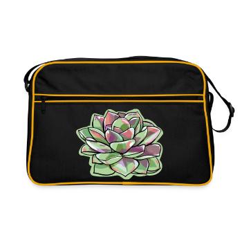 Echeveria Fettblattrosette Sukkulente - Retro Tasche - Schwarz/Gold - Vorne