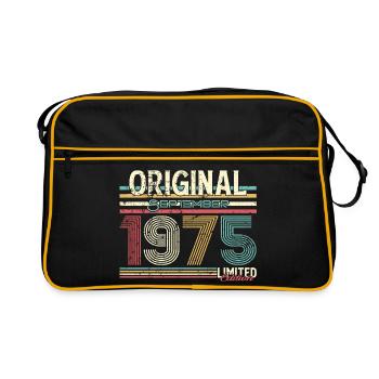 50. Geburtstag. Retro September 1975 Design - Retro Tasche - Schwarz/Gold - Vorne